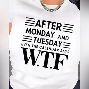 NWOT Casual Women’s Short Sleeve T-Shirt, White Crew Neck, Cotton Material